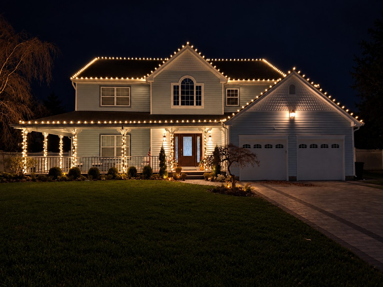 Christmas lighting installation in Dix Hills, NY
